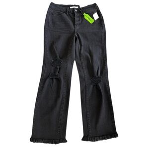 SO Black Distressed Jeans High Rise Straight Leg Button Fly Women’s Size 3 NWT